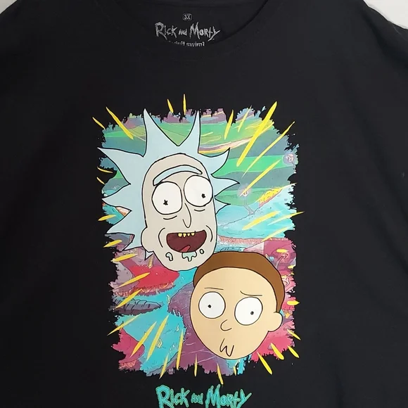 Men's 3X Black Graphic Rick and Morty T-Shirt - Picture 2 of 3
